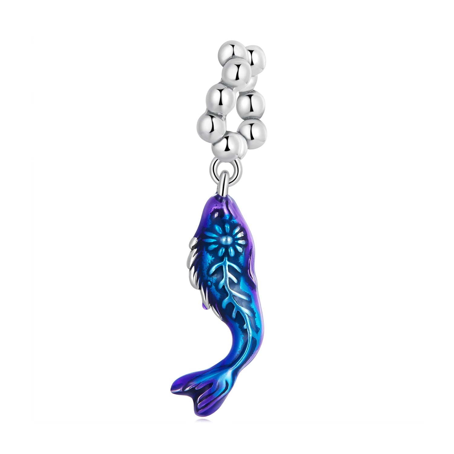 Silver Pendant Blue Grotesque Fish Dangle Charm For Sale - sursenso Pendant