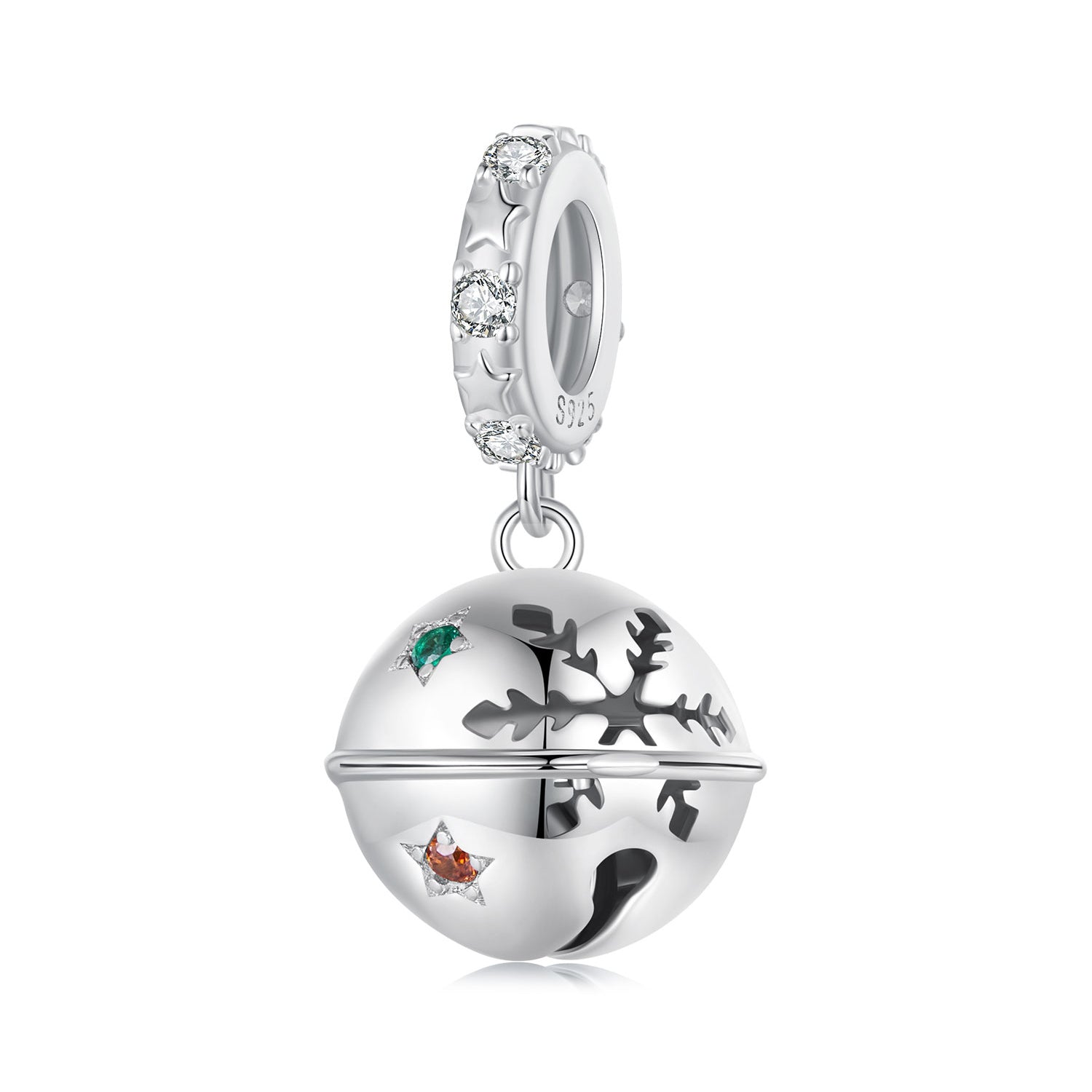 Silver Pendant Christmas Bell CZ Dangle Charm For Sale - sursenso Pendant