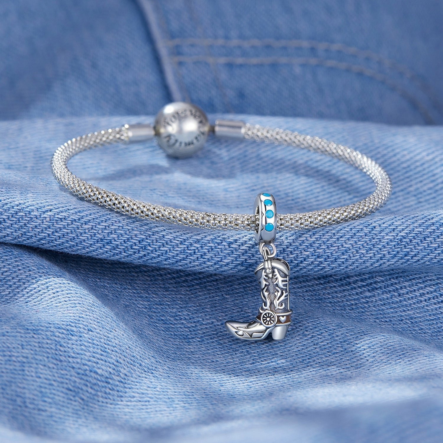 Silver Pendant Cowboy Leather Boots Dangle Charm For Sale - sursenso Pendant