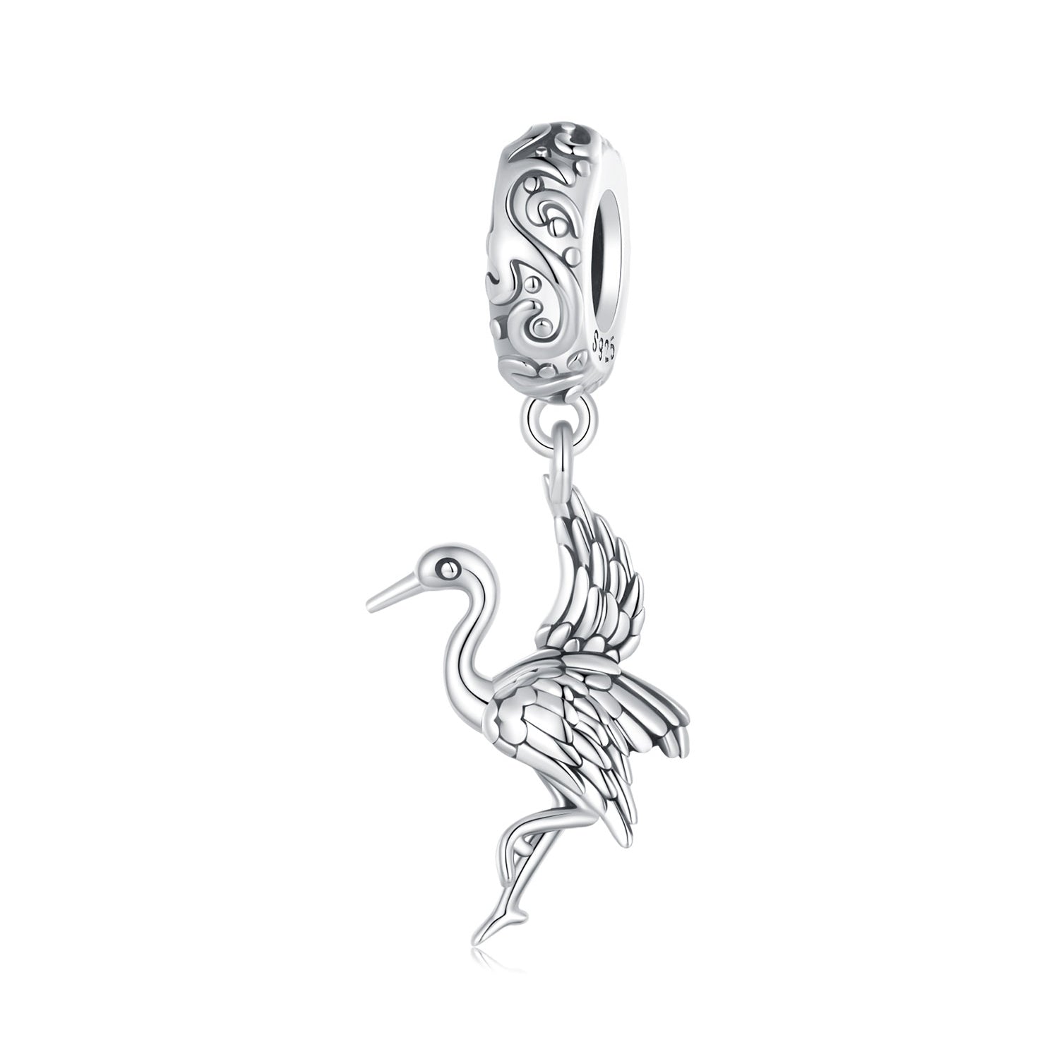 Silver Pendant Crane Dangle Charm For Sale - sursenso Pendant