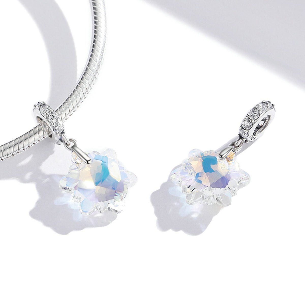 Silver Pendant Crystal Snowflake CZ Dangle Charm For Sale - sursenso Pendant
