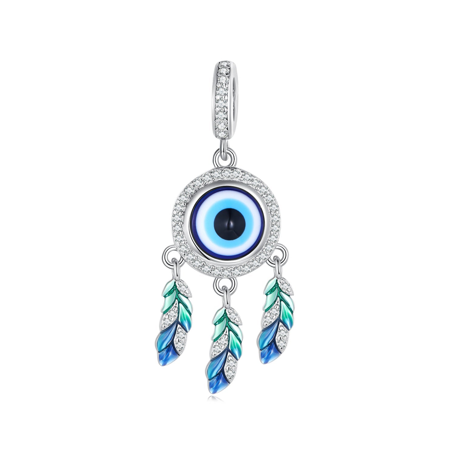 Silver Pendant Dream Catcher Eye of Devil CZ Dangle Charm For Sale - sursenso Pendant