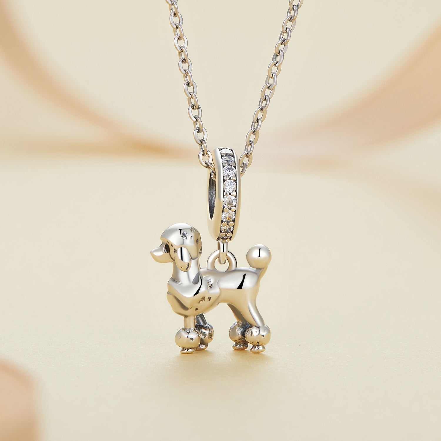Silver Pendant Elegant Poodle CZ Dangle Charm For Sale - sursenso Pendant
