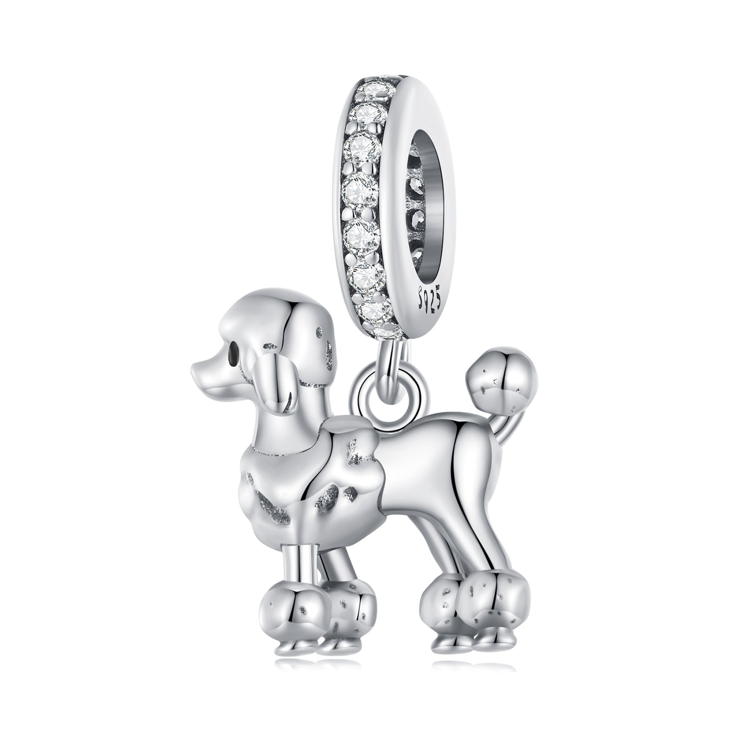 Silver Pendant Elegant Poodle CZ Dangle Charm For Sale - sursenso Pendant
