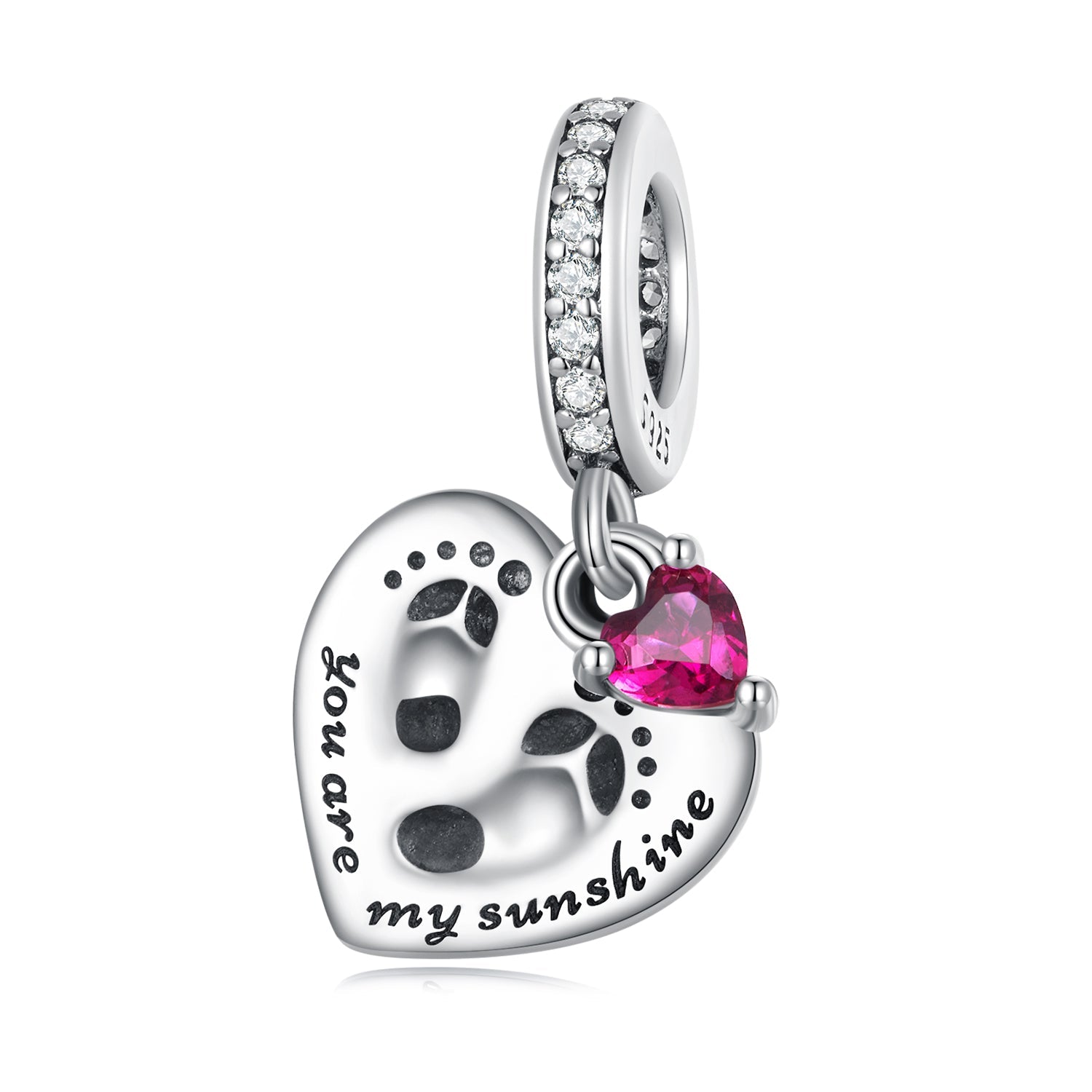 Silver Pendant Footprint Growth CZ Dangle Charm For Sale - sursenso Pendant