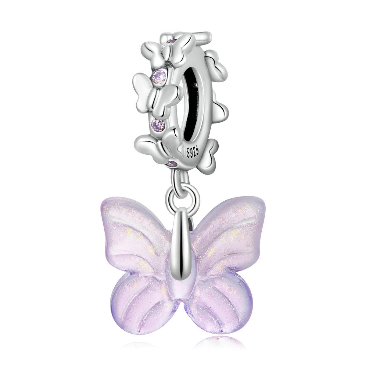 Silver Pendant Glazed Butterfly CZ Dangle Charm For Sale - sursenso Pendant