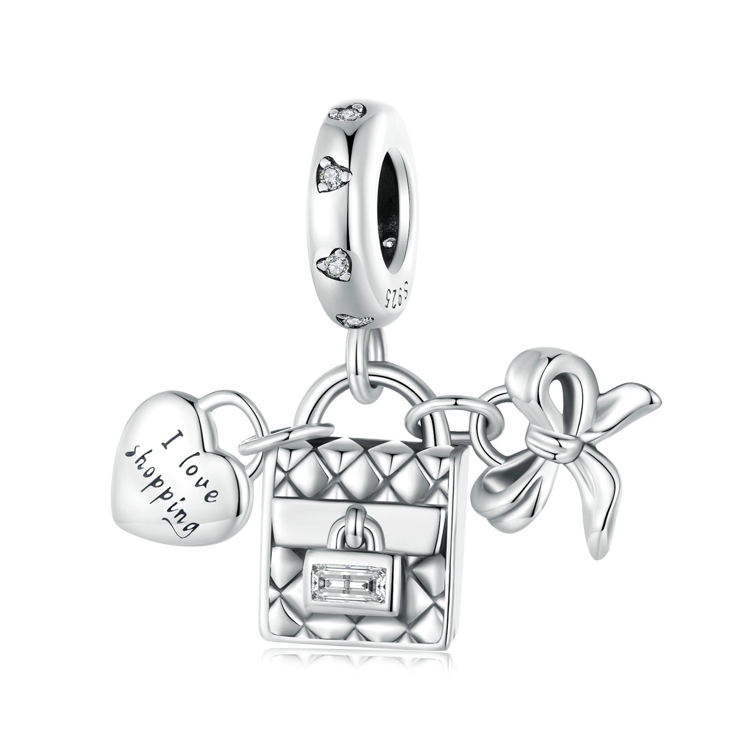 Silver Pendant I Love Shopping Dangle Charm For Sale - sursenso Pendant