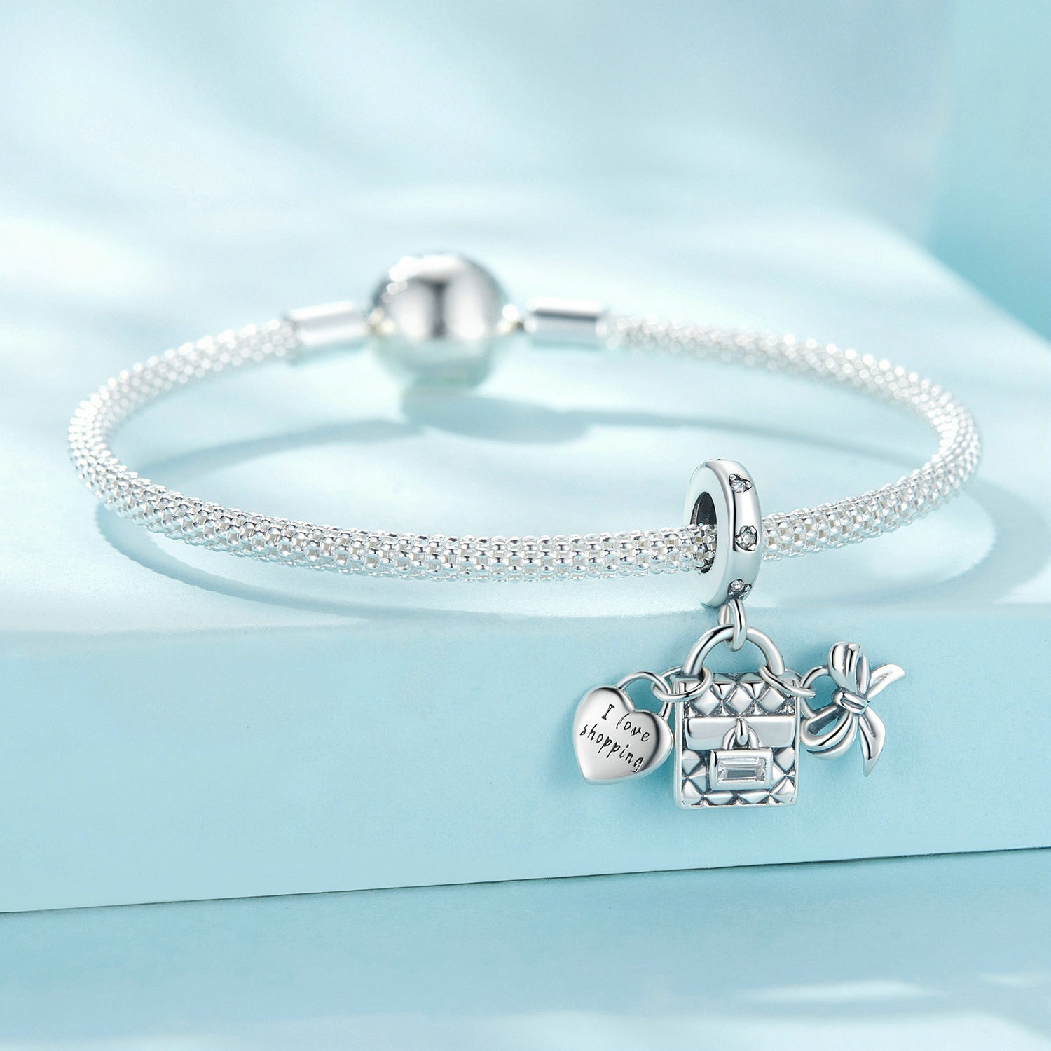 Silver Pendant I Love Shopping Dangle Charm For Sale - sursenso Pendant