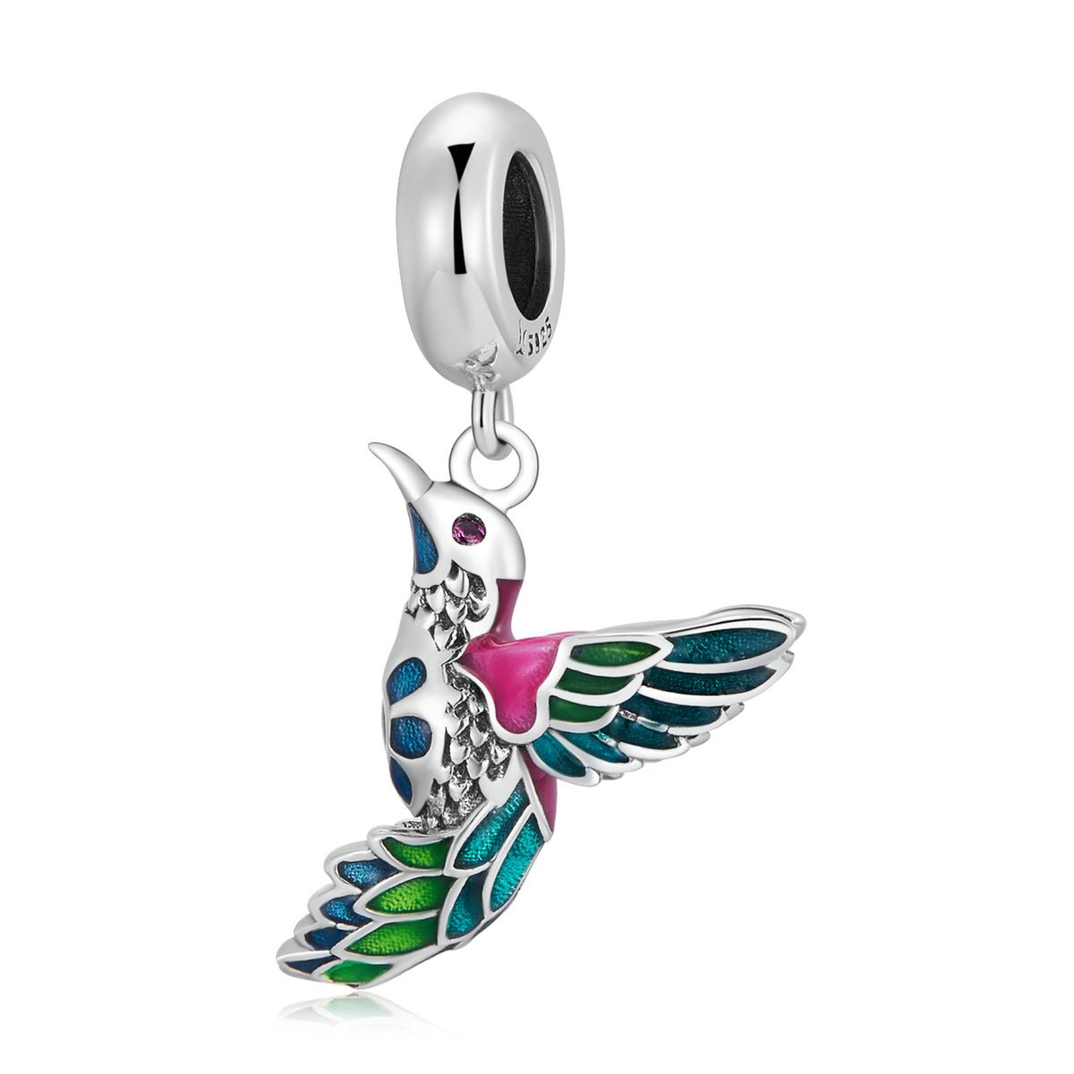 Silver Pendant Kingfisher Bird CZ Dangle Charm For Sale - sursenso Pendant