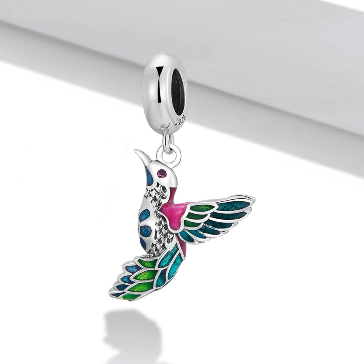 Silver Pendant Kingfisher Bird CZ Dangle Charm For Sale - sursenso Pendant