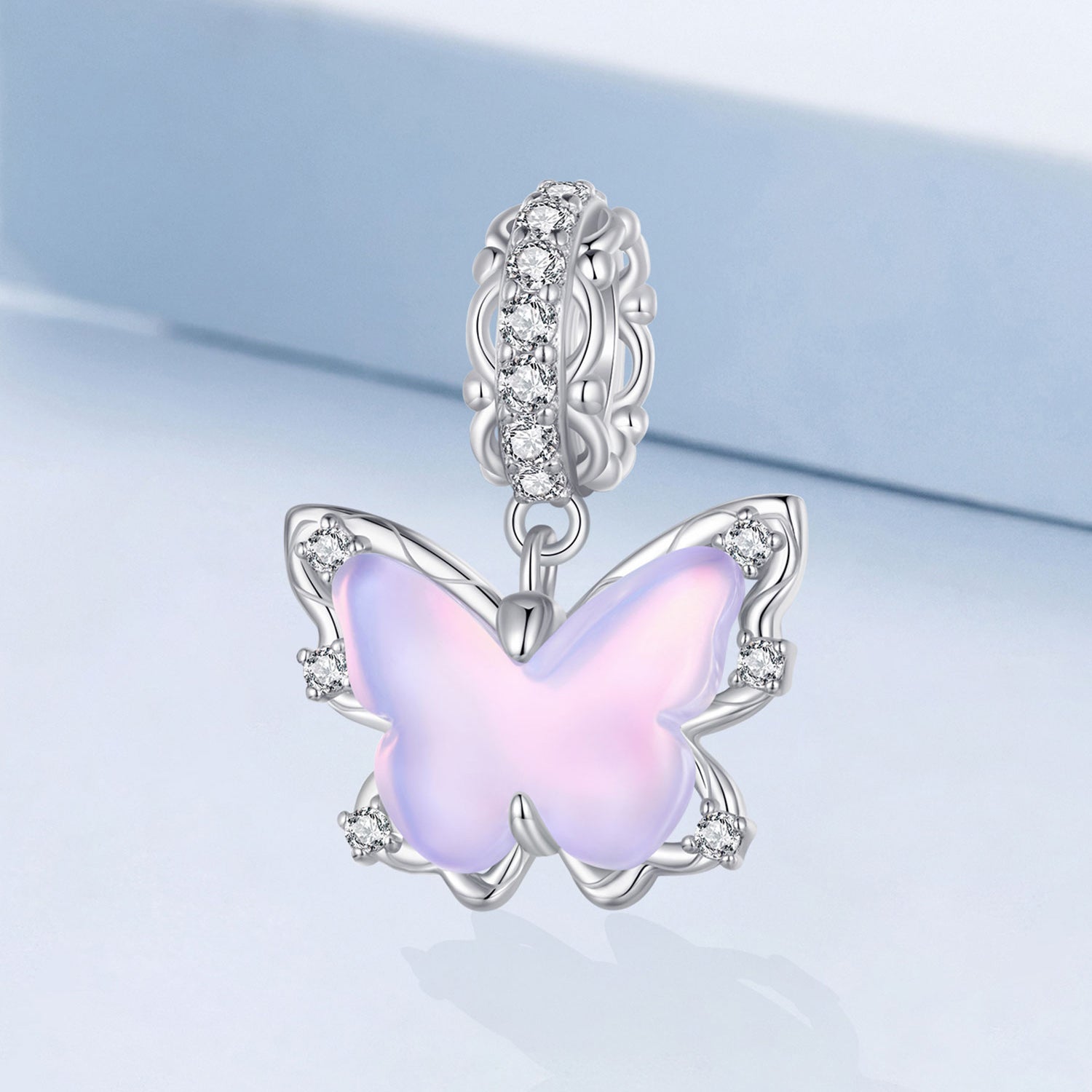 Silver Pendant Lace Butterfly CZ Dangle Charm For Sale - sursenso Pendant