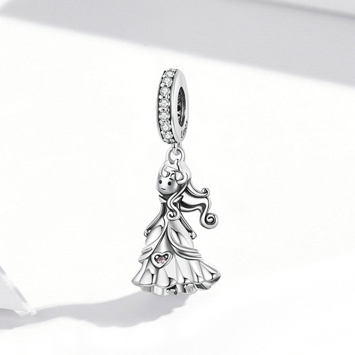 Silver Pendant Little Princess CZ Dangle Charm For Sale - sursenso Pendant