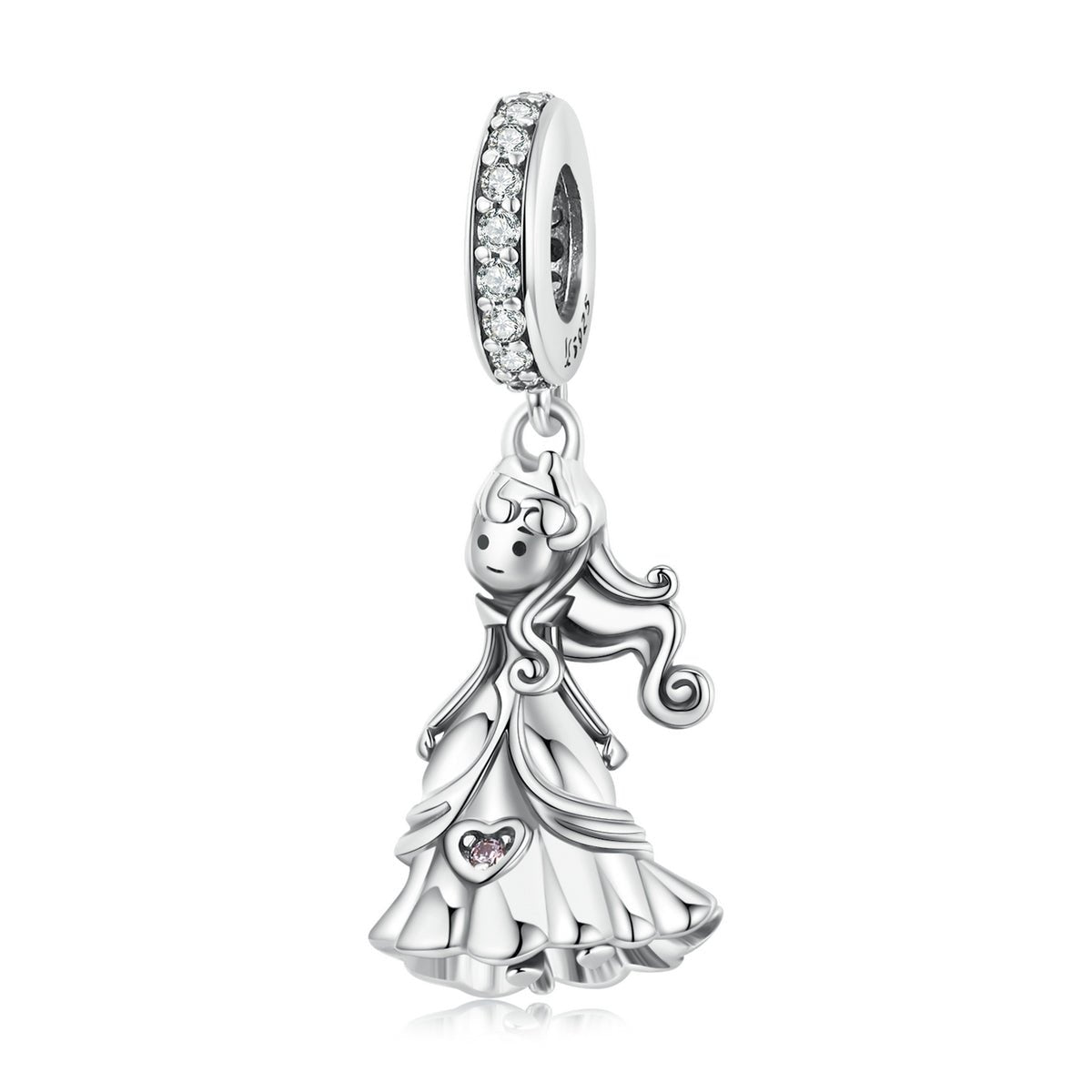 Silver Pendant Little Princess CZ Dangle Charm For Sale - sursenso Pendant