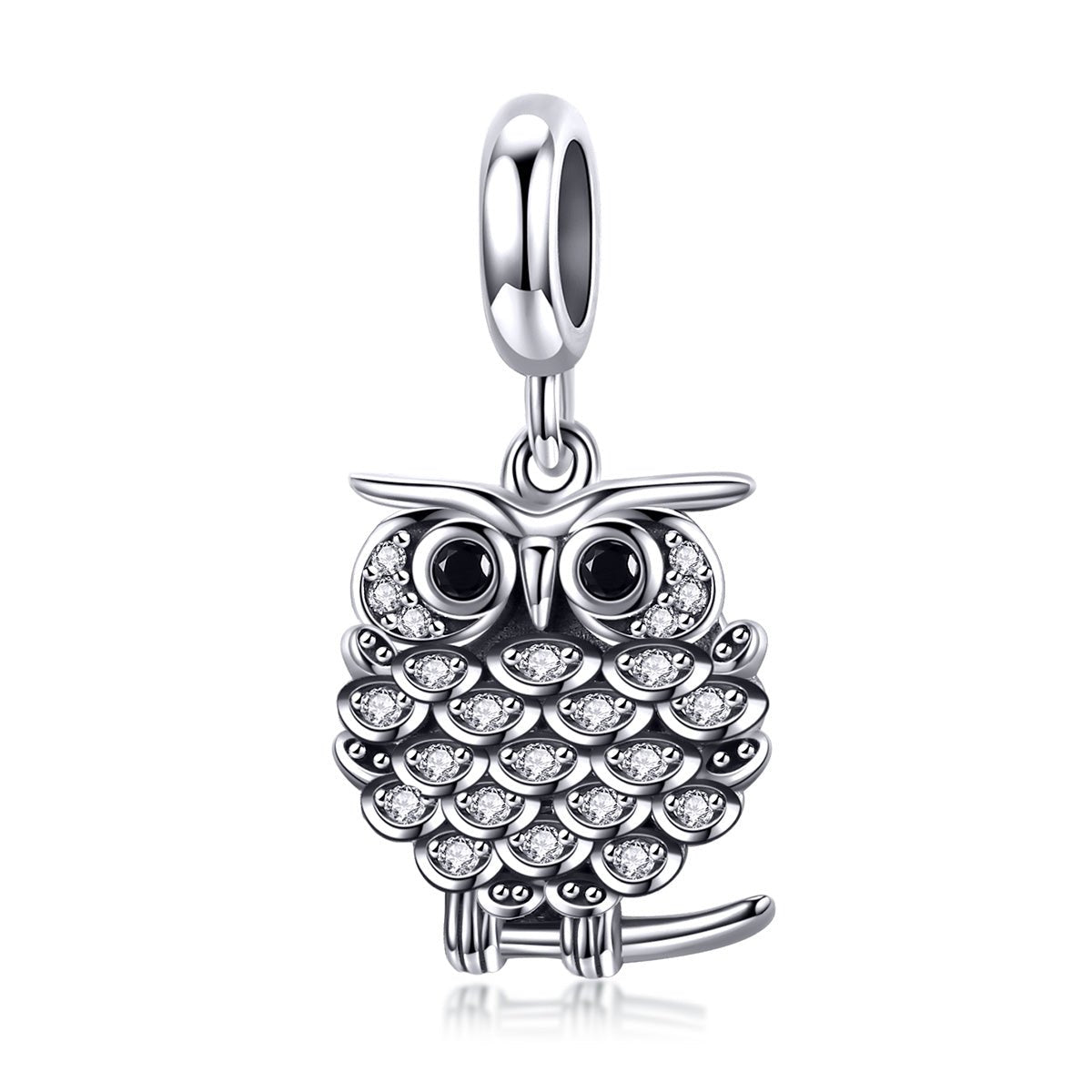 Silver Pendant Lovely Crystal Owl Animal CZ Dangle Charm For Sale - sursenso Pendant
