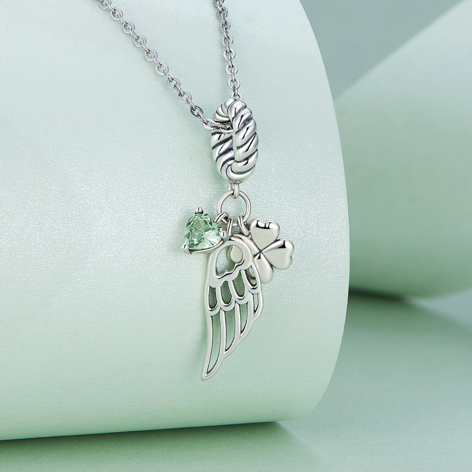 Silver Pendant Lucky Wing CZ Dangle Charm For Sale - sursenso Pendant