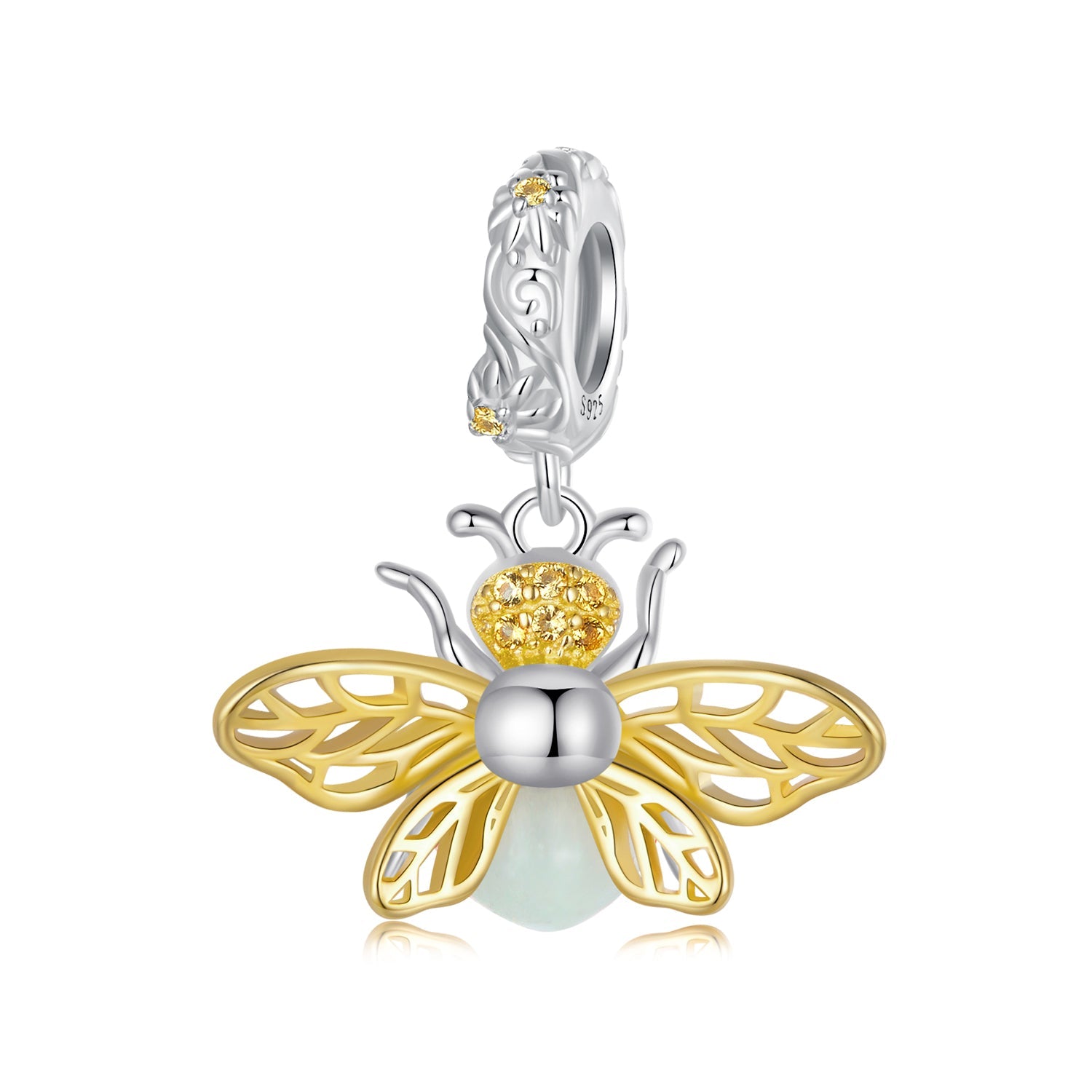 Silver Pendant Luminous Bee CZ Dangle Charm For Sale - sursenso Pendant