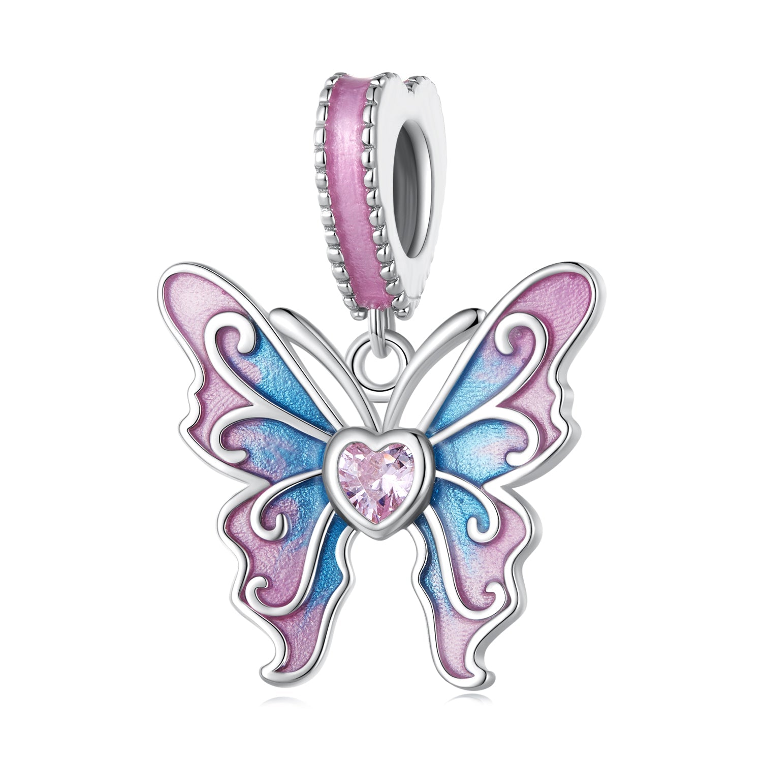 Silver Pendant Magic Fairy Butterfly CZ Dangle Charm For Sale - sursenso Pendant