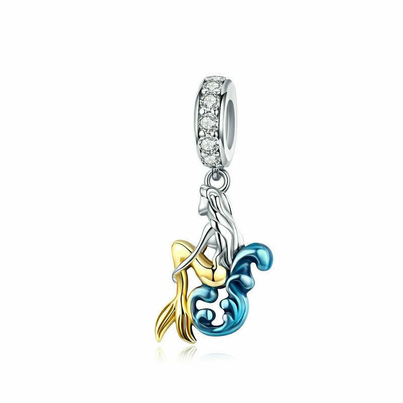 Silver Pendant Mermaid CZ Dangle Charm For Sale - sursenso Pendant
