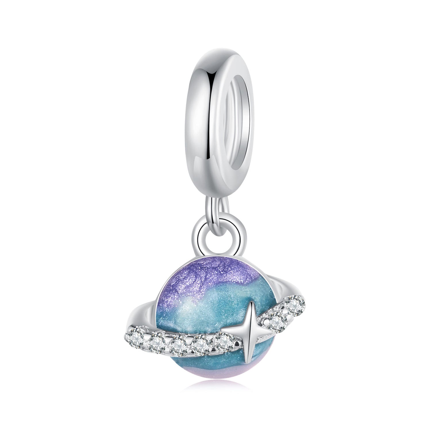 Silver Pendant Mini Planet CZ Dangle Charm For Sale - sursenso Pendant