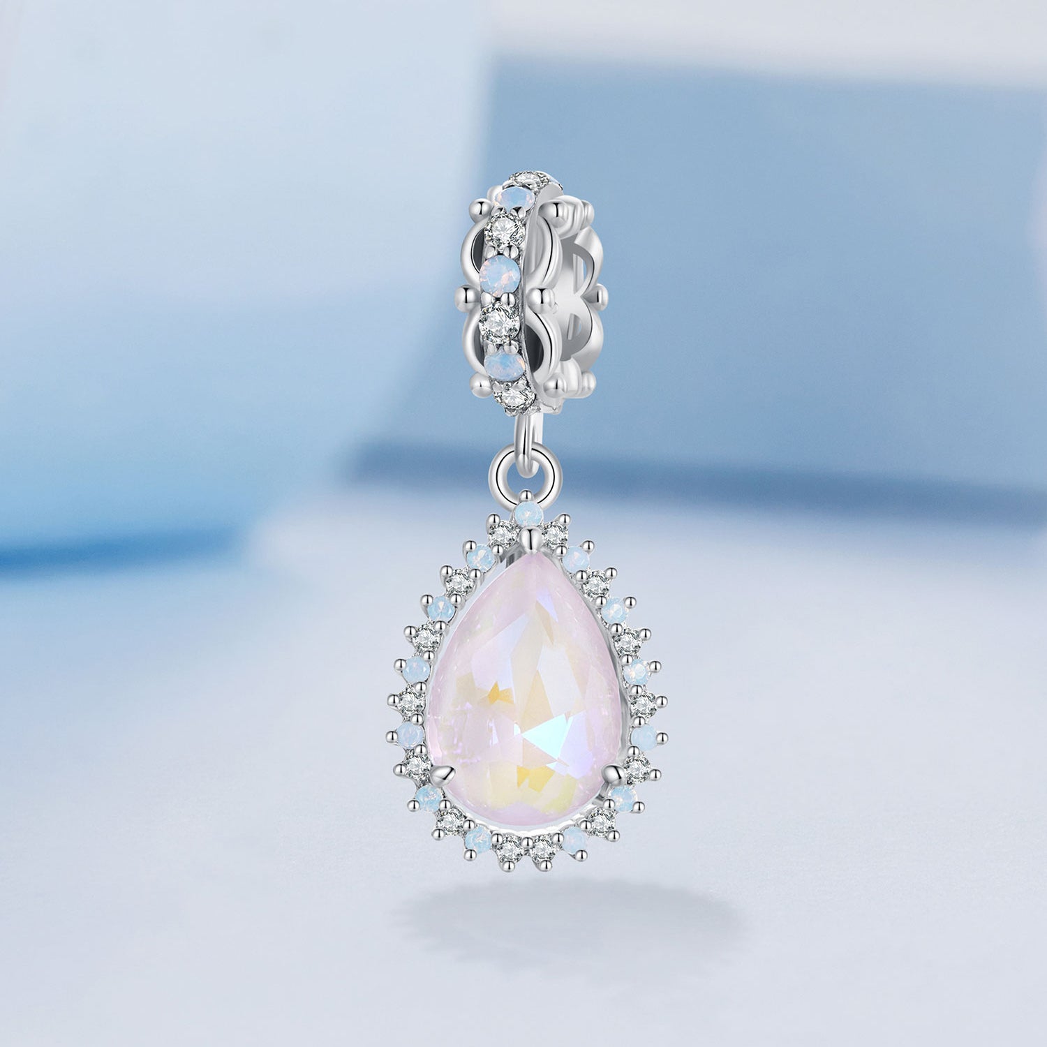 Silver Pendant Mocha Teardrop CZ Dangle Charm For Sale - sursenso Pendant