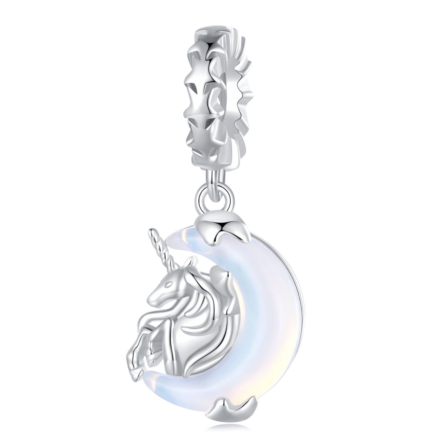 Silver Pendant Moon Unicorn CZ Dangle Charm For Sale - sursenso Pendant