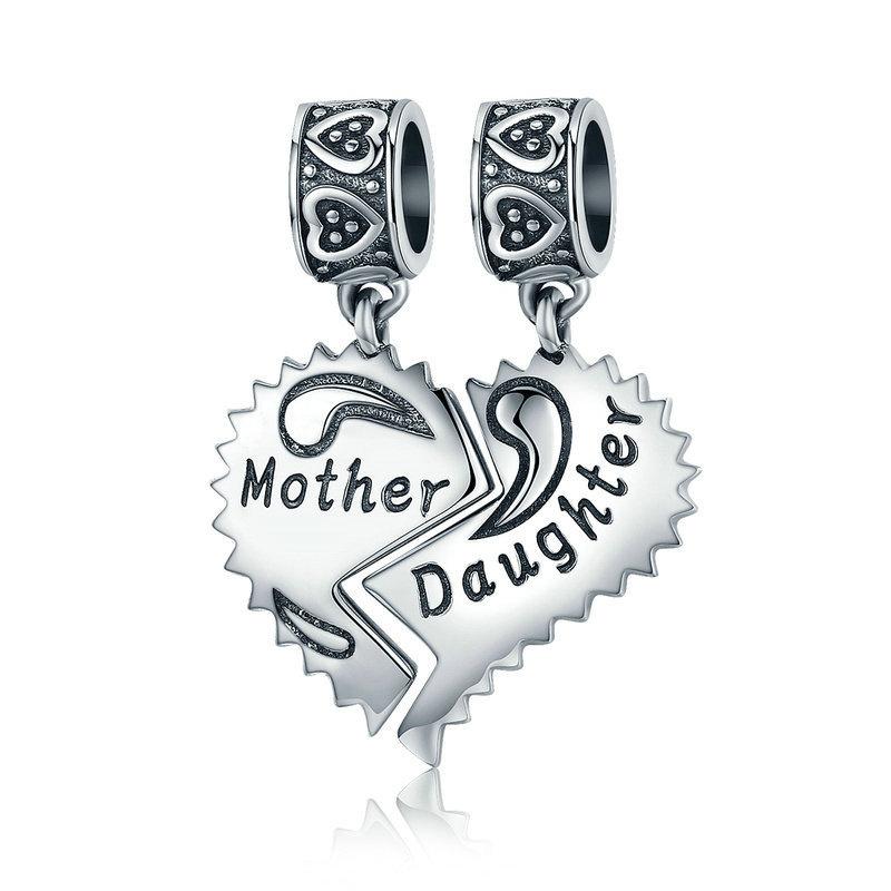 Silver Pendant Mother and Daughter Love Forever Dangle Charm For Sale - sursenso Pendant