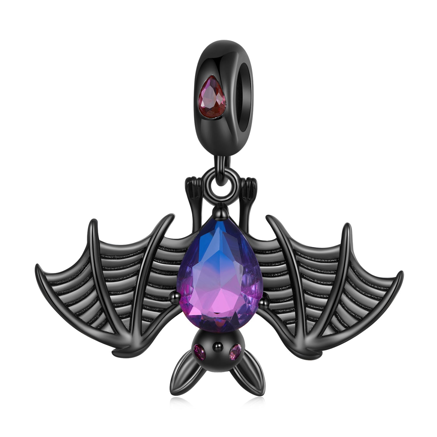 Silver Pendant Mysterious Black Bat CZ Dangle Charm For Sale - sursenso Pendant