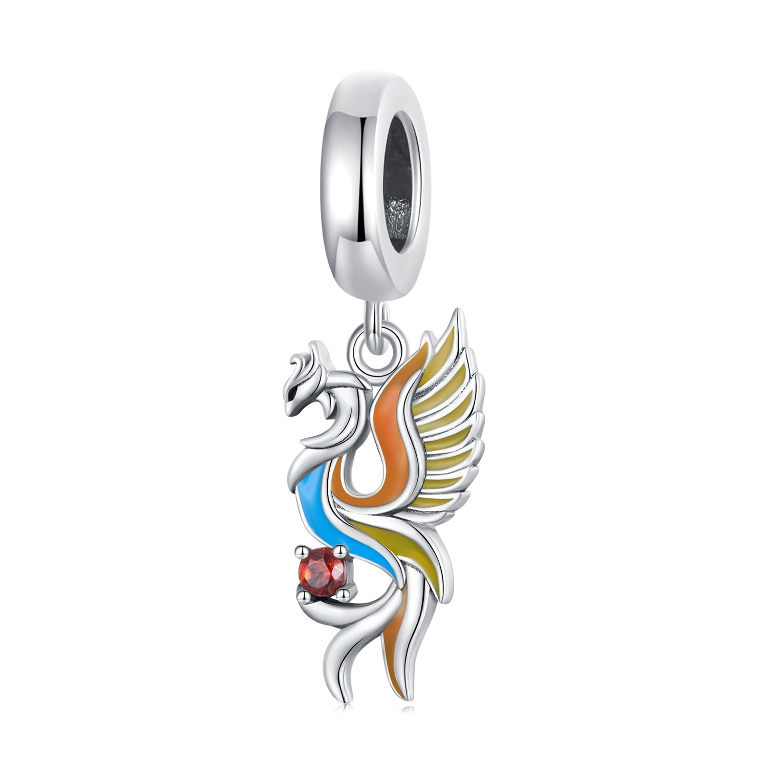 Silver Pendant Mythical Phoenix CZ Dangle Charm For Sale - sursenso Pendant