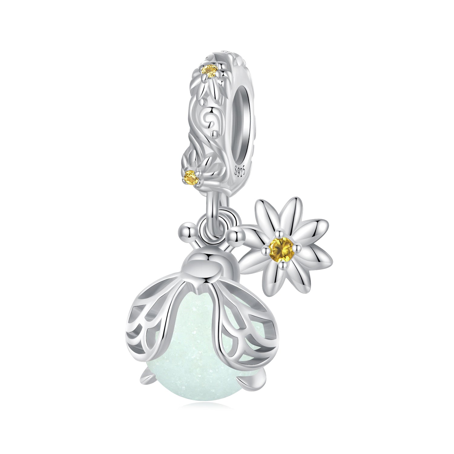 Silver Pendant Noctilucent Firefly CZ Dangle Charm For Sale - sursenso Pendant
