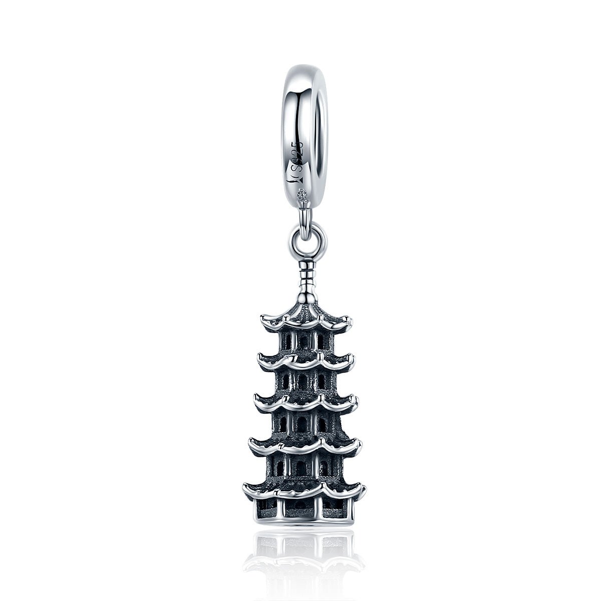 Silver Pendant Retro Pagoda Tower Dangle Charm For Sale - sursenso Pendant