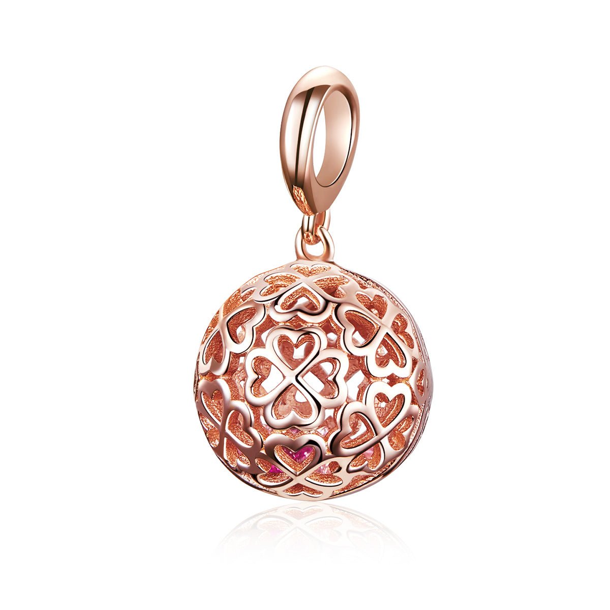 Silver Pendant Rose Gold Flower Cage Dangle Charm For Sale - sursenso Pendant