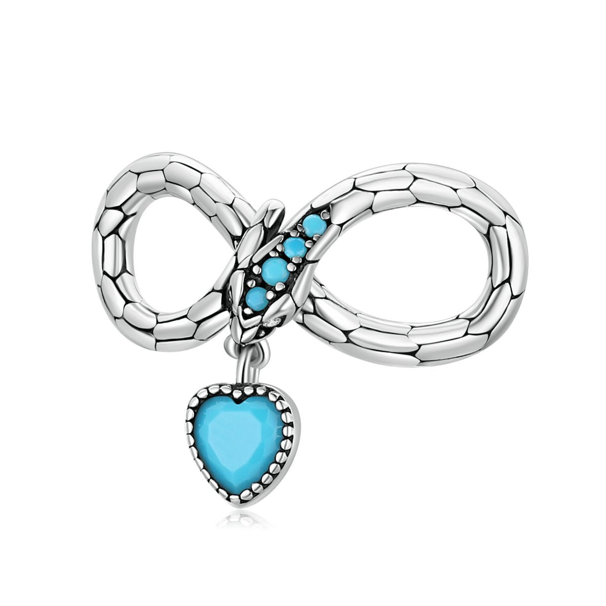 Silver Pendant Snake Infinite Love Blue Bead CZ Dangle Charm For Sale - sursenso Pendant