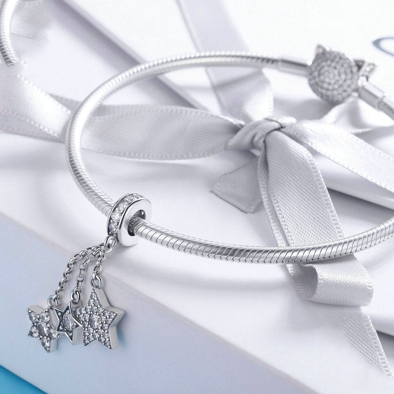 Silver Pendant Sparkling Star Meteor CZ Dangle Charm For Sale - sursenso Pendant