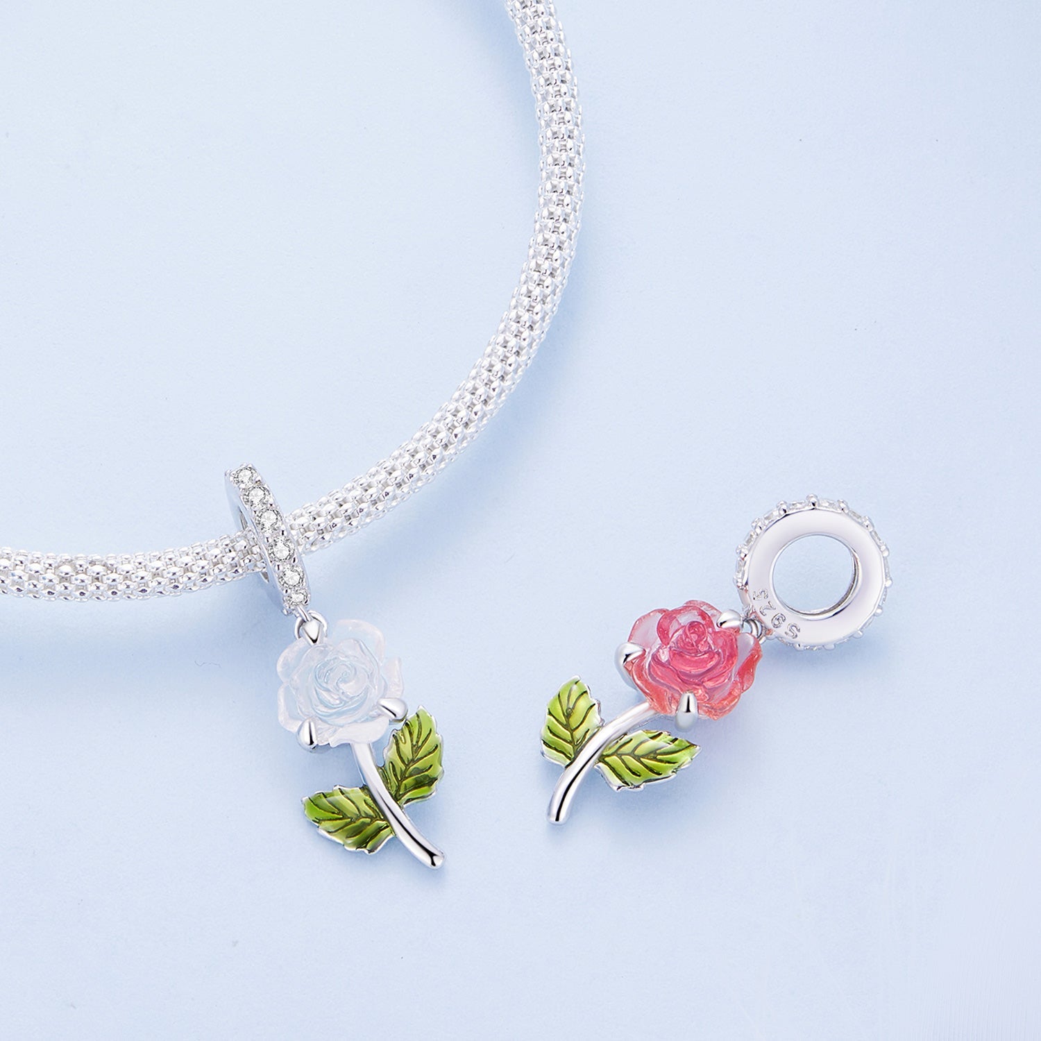 Silver Pendant Temperature Change Color Rose CZ Dangle Charm For Sale - sursenso Charm