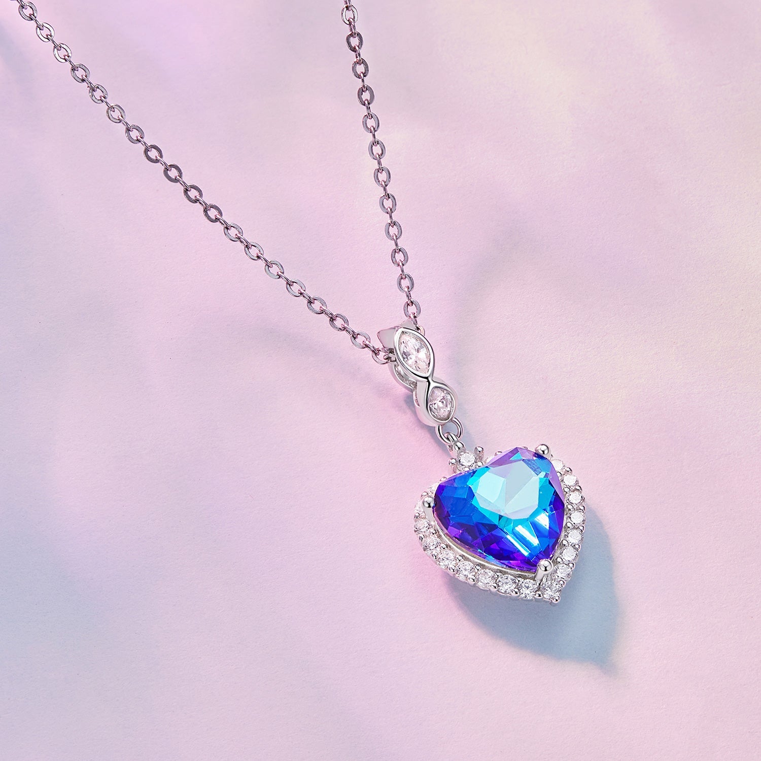 Silver Pendant Titanic Heart of The Blue Ocean CZ Dangle Charm For Sale - sursenso Pendant
