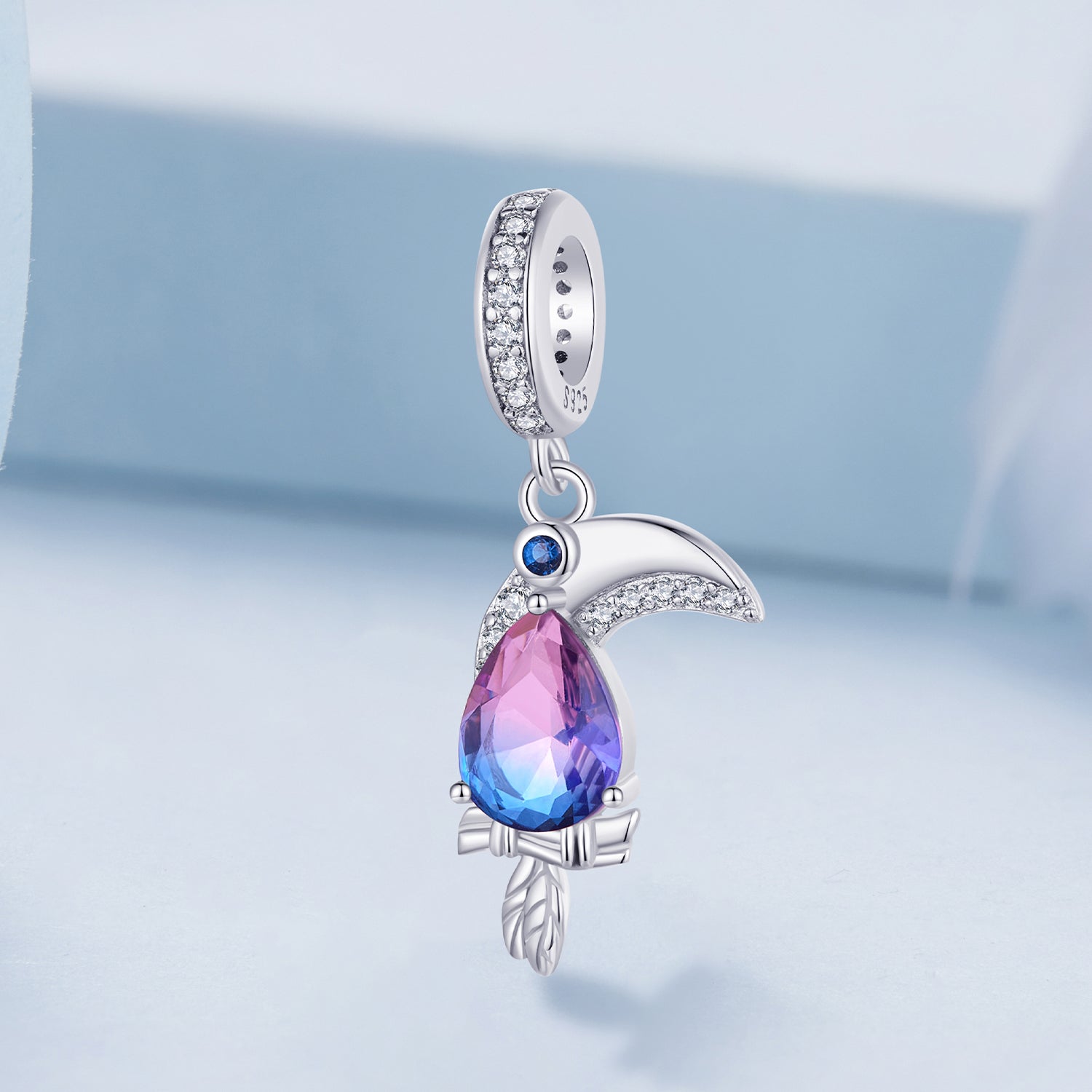 Silver Pendant Toucan CZ Dangle Charm For Sale - sursenso Pendant