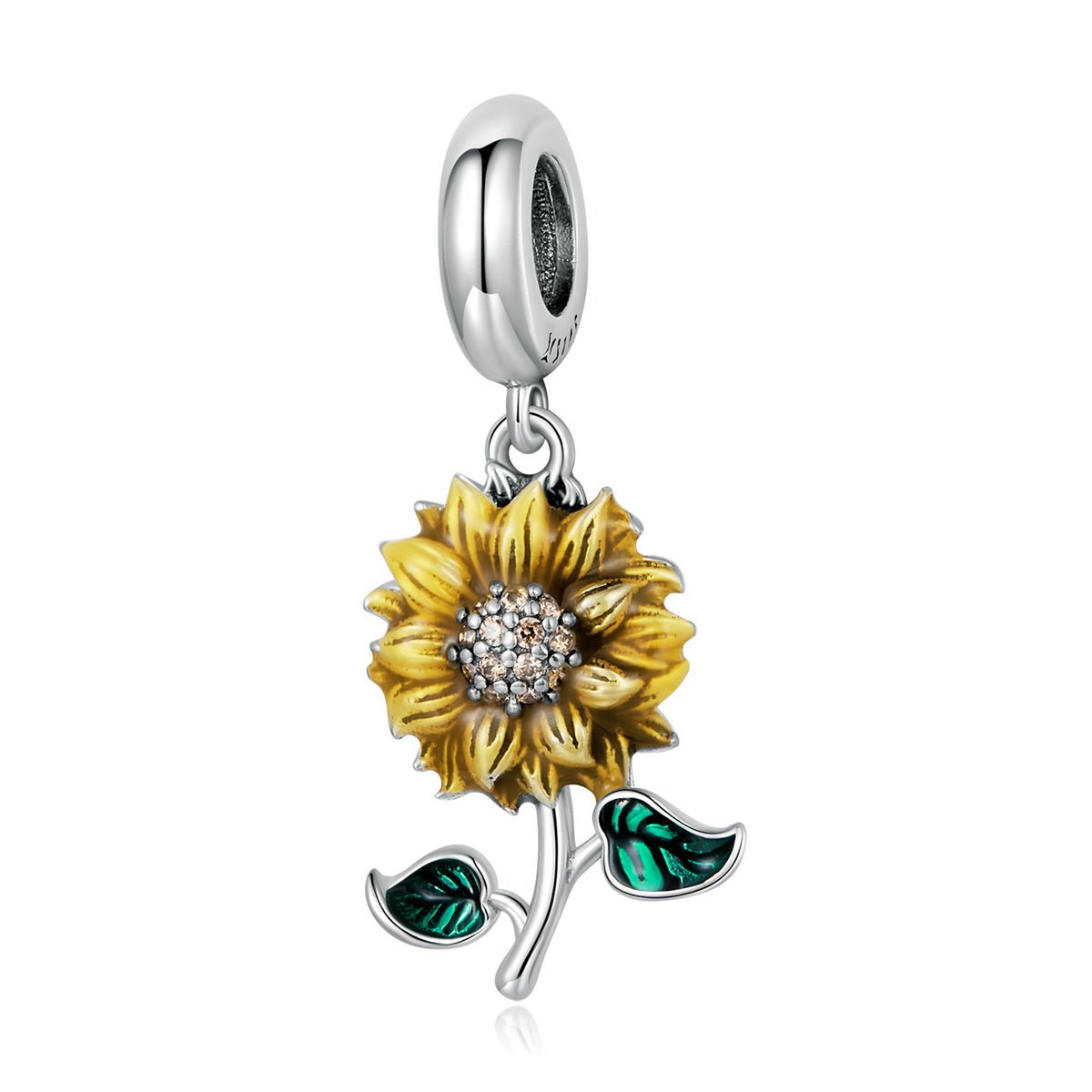 Silver Pendant Van Gogh Sunflower Enamel Dangle Charm For Sale - sursenso Pendant