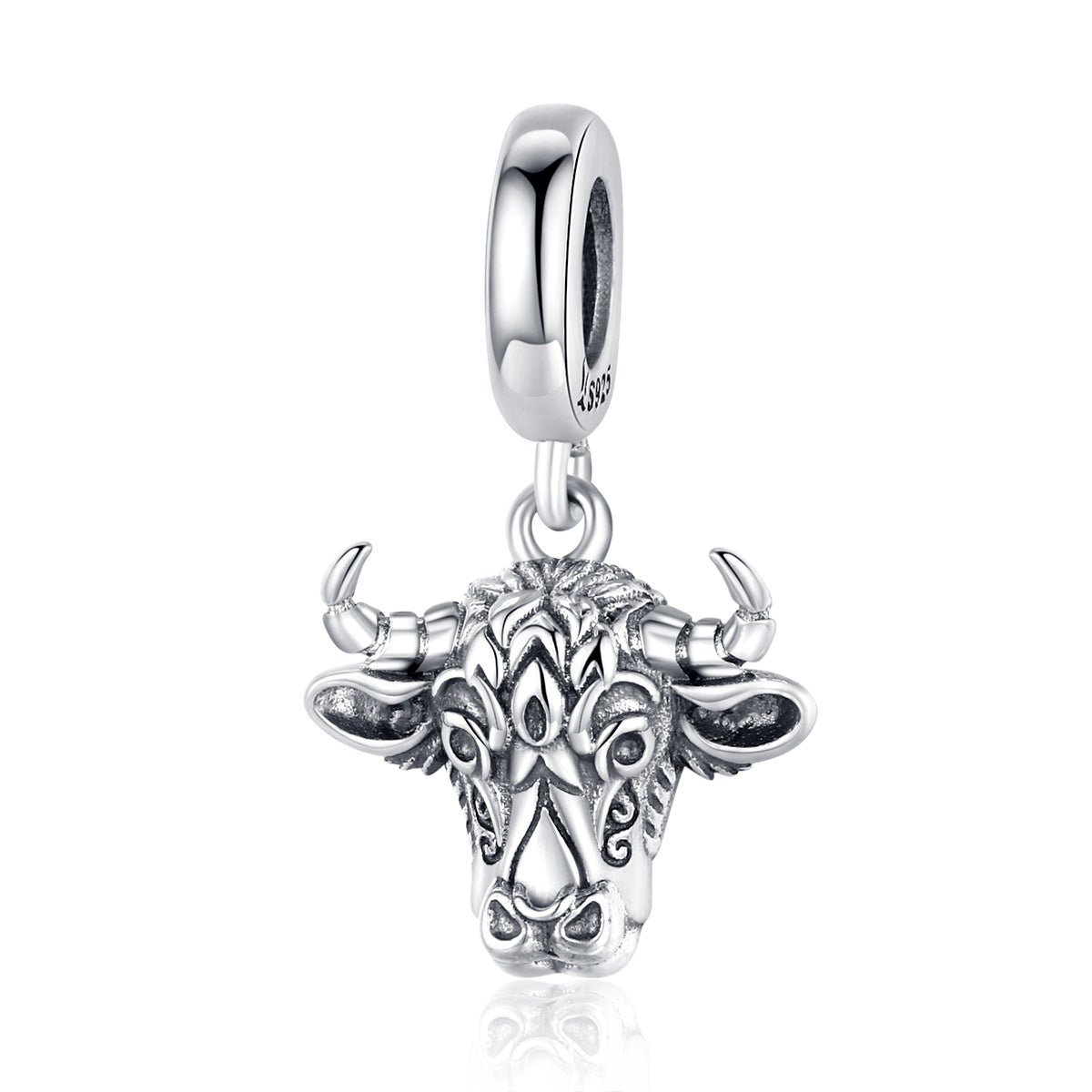 Silver Pendant Vintage Bull Engraved Tauren Dangle Charm For Sale - sursenso Pendant