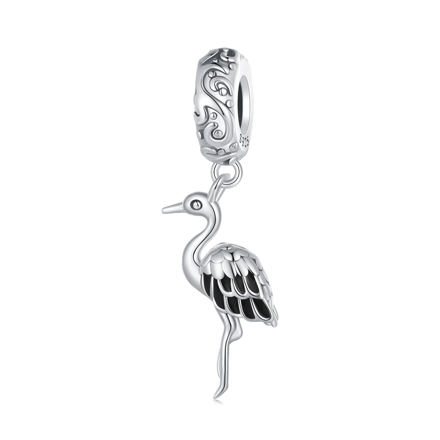 Silver Pendant White Stork Dangle Charm For Sale - sursenso Pendant