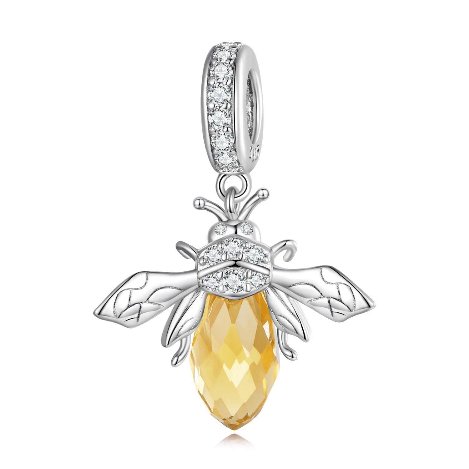 Silver Pendant Yellow Bee CZ Dangle Charm For Sale - sursenso Pendant
