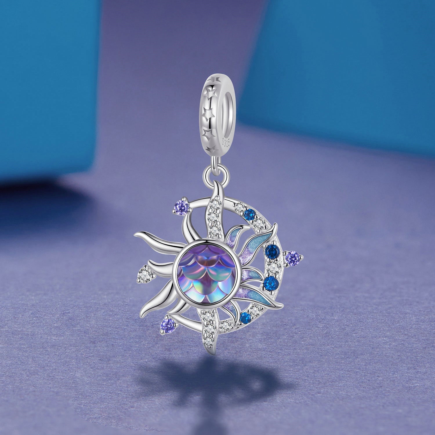 Silver Pendants Magic Sun and Moon CZ Dangle Charm For Sale - sursenso Pendants