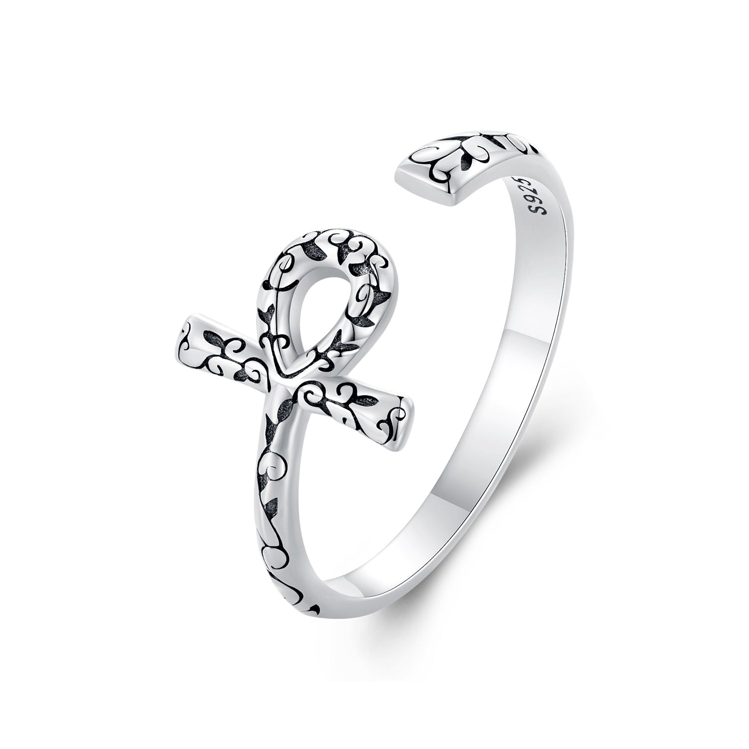 Silver Ring Anka Cross Open Ring For Sale - sursenso Open Rings