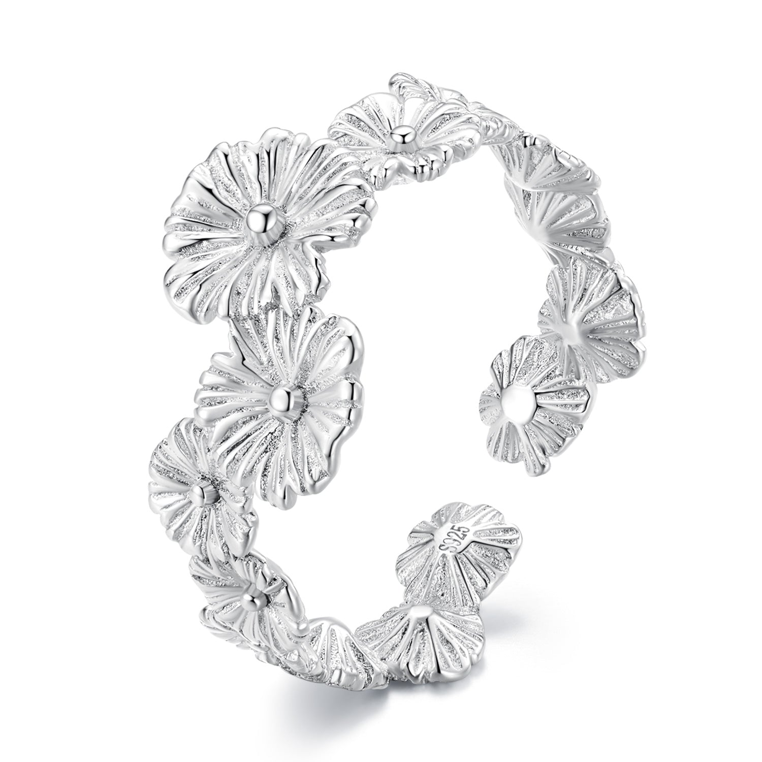 Silver Ring Bellis Perennis Open Ring For Sale - sursenso Open Rings