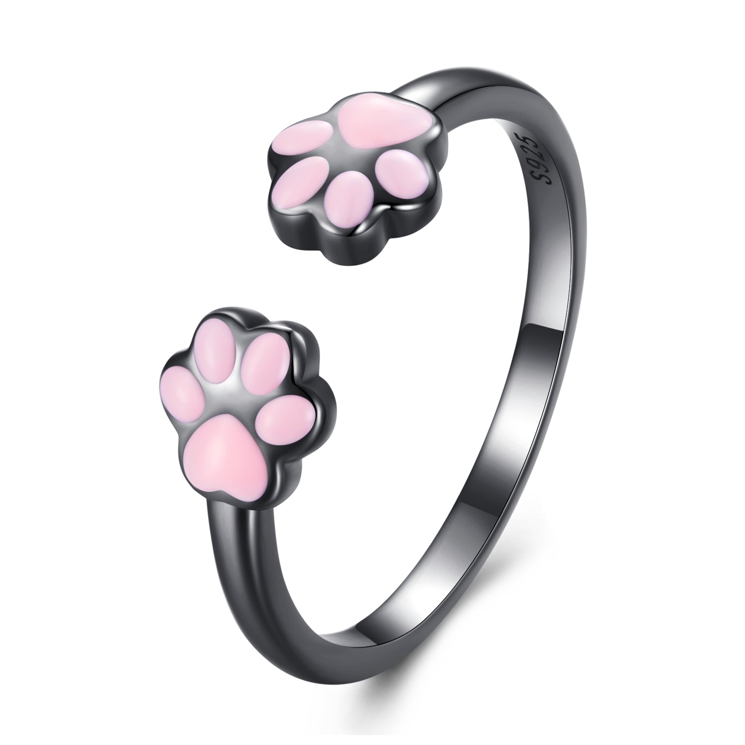 Silver Ring Black Pink Cat Claws Open Ring For Sale - sursenso Open Rings