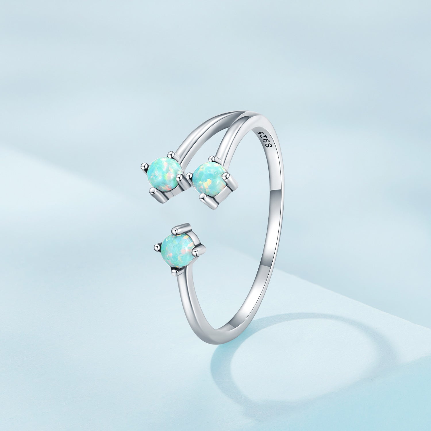 Silver Ring Blue Opal Open Ring For Sale - sursenso Open Rings