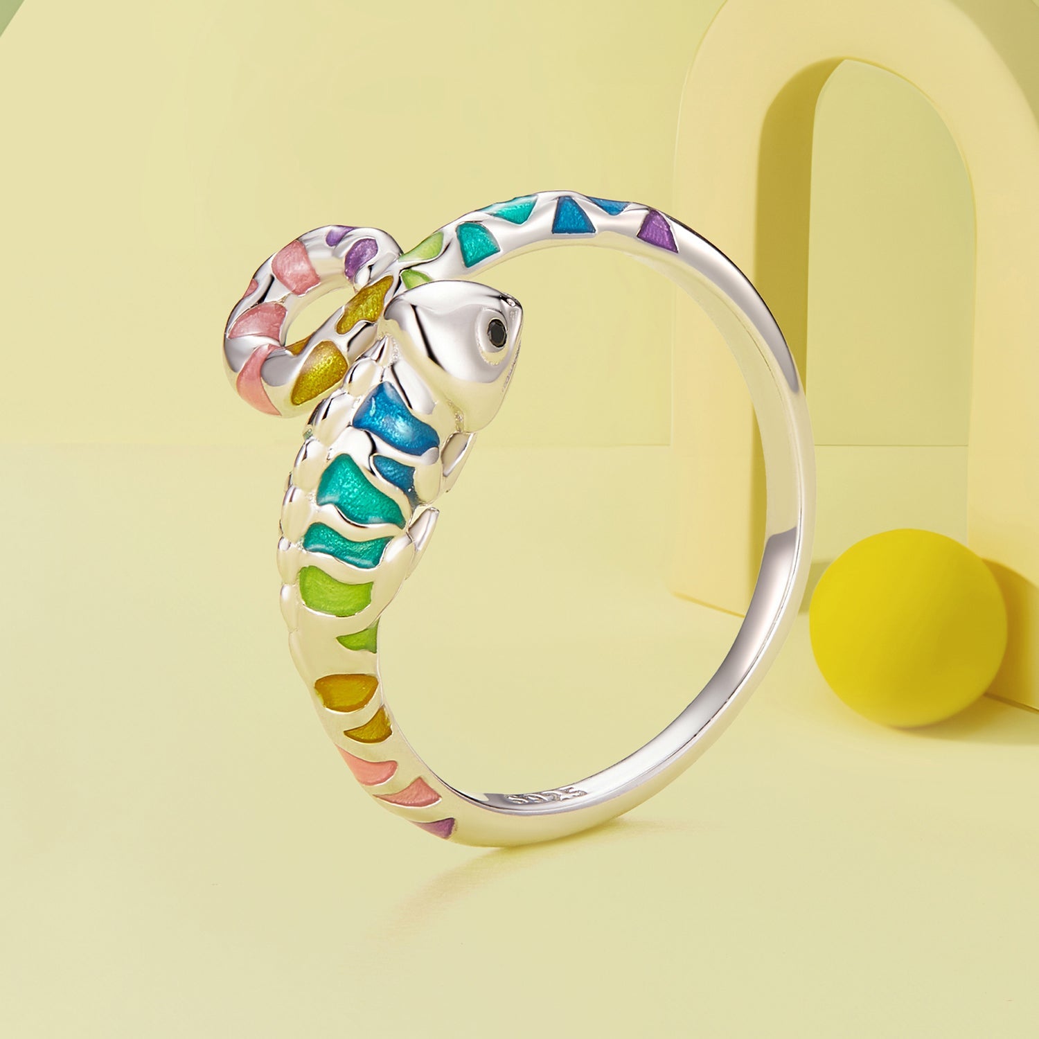 Silver Ring Chameleon CZ Open Ring For Sale - sursenso Open Rings