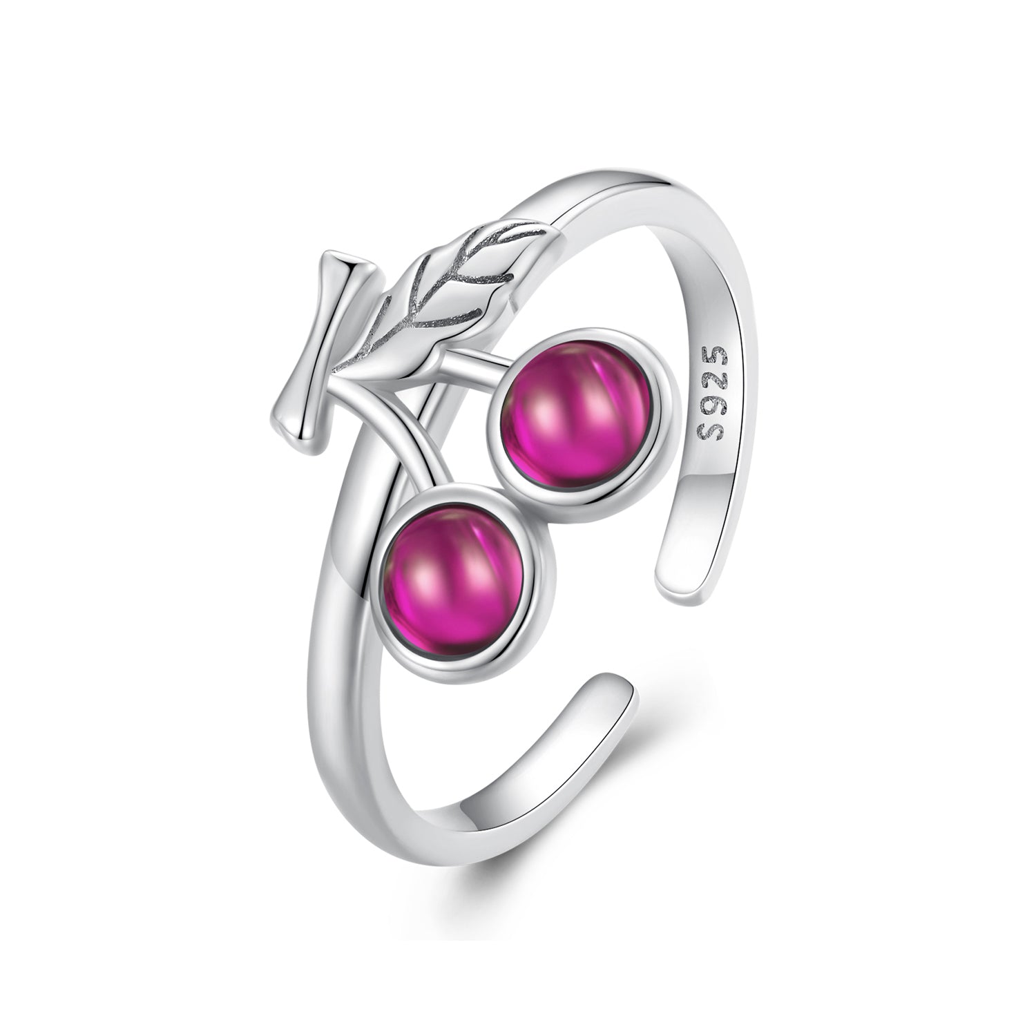 Silver Ring Cherry Corundum Open Ring For Sale - sursenso Open Rings