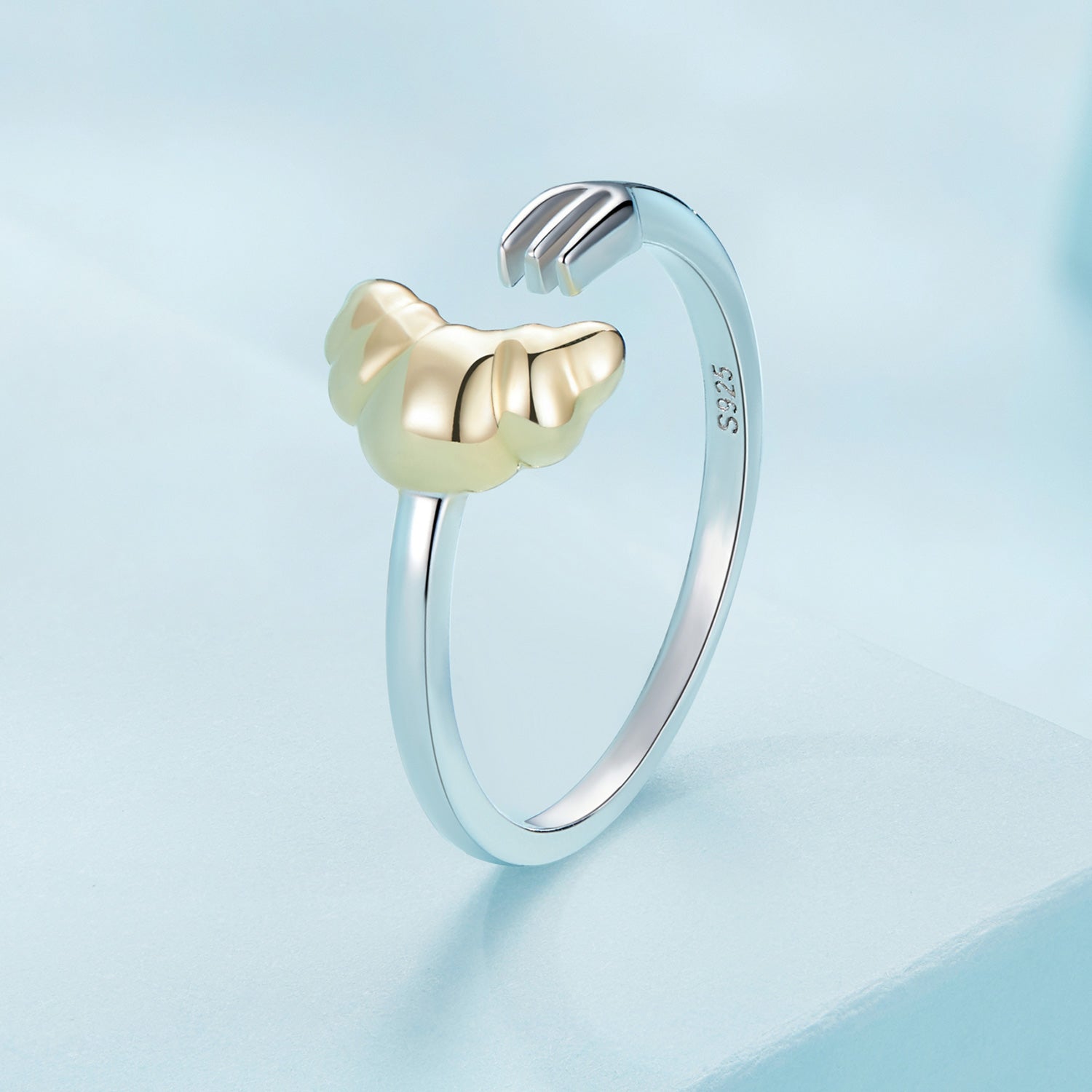 Silver Ring Croissant and Fork Open Ring For Sale - sursenso Open Rings