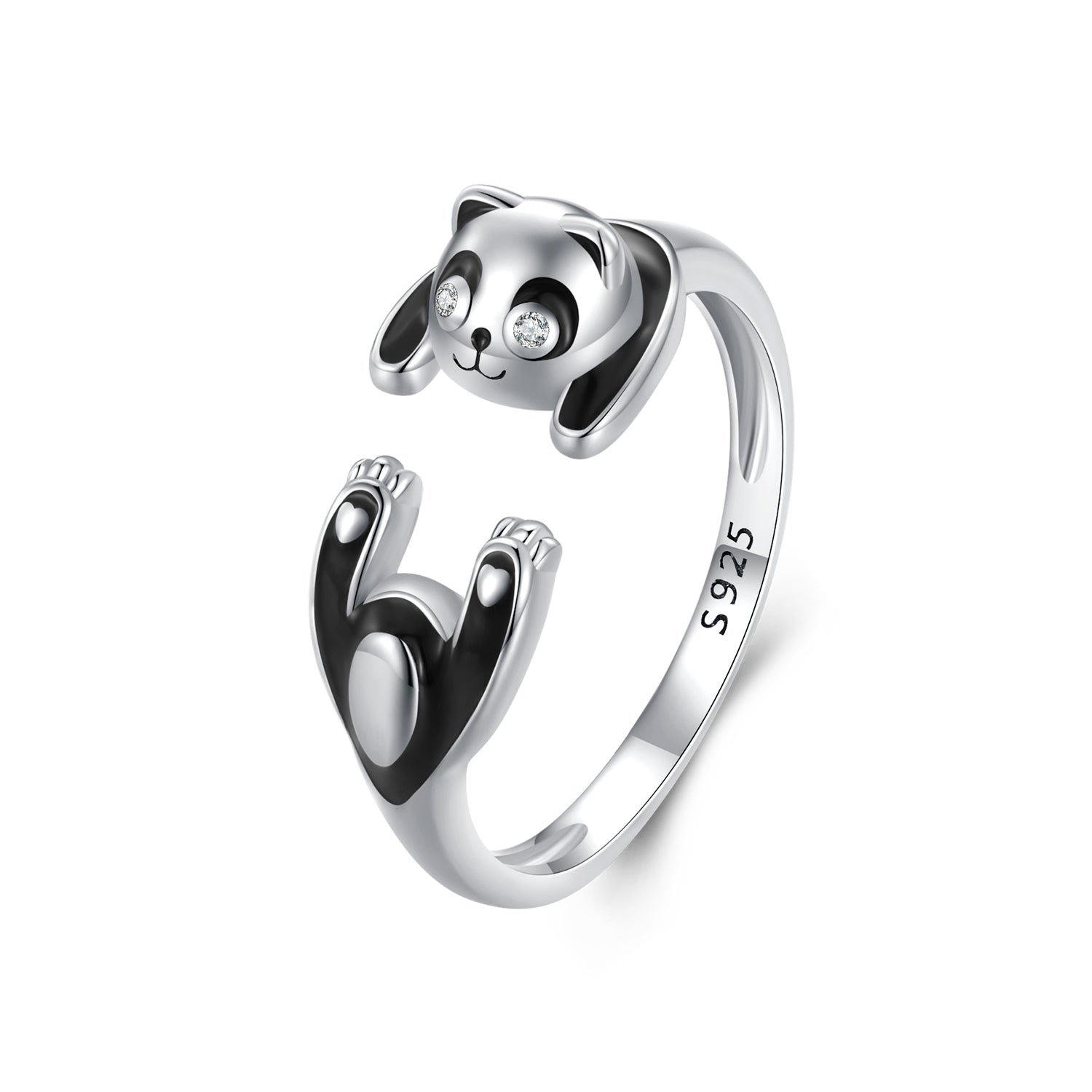 Silver Ring Cute Panda Open Ring For Sale - sursenso Open Rings
