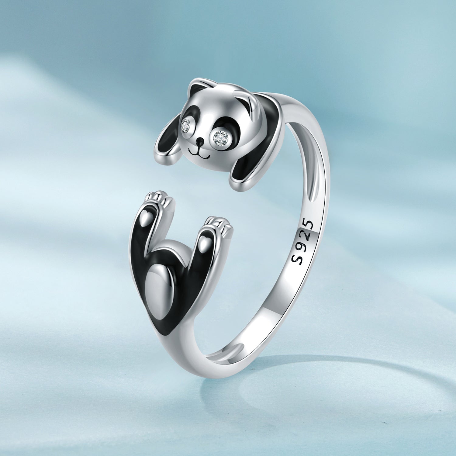 Silver Ring Cute Panda Open Ring For Sale - sursenso Open Rings